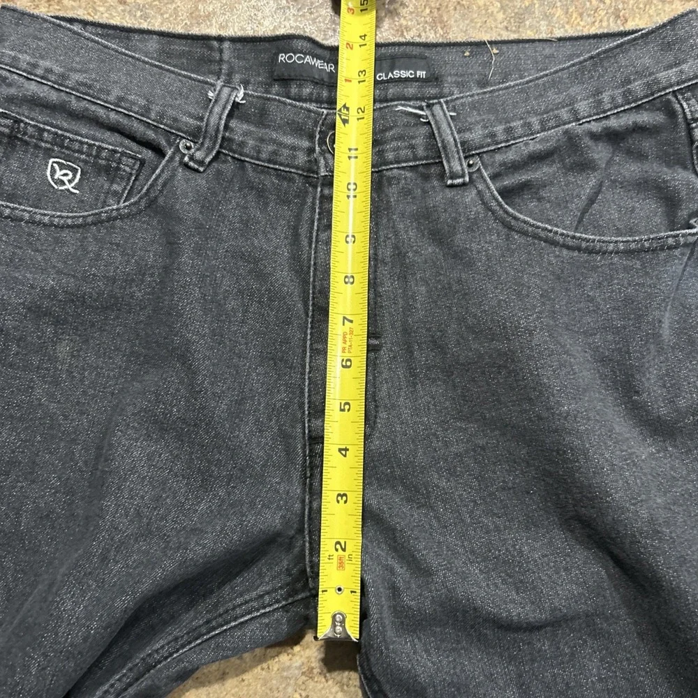 Vintage Y2k Rocawear Jeans Mens Size 36x30 Black Hip Hop Straight Flap